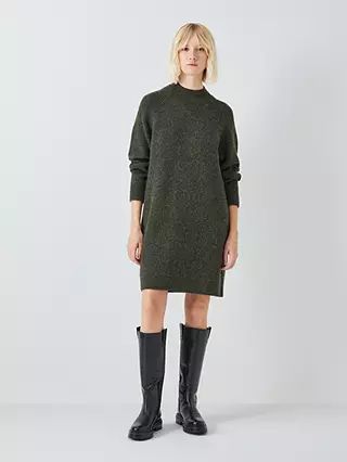 AND/OR Molly Knit Wool Blend Jumper Dress, Green | John Lewis (UK)