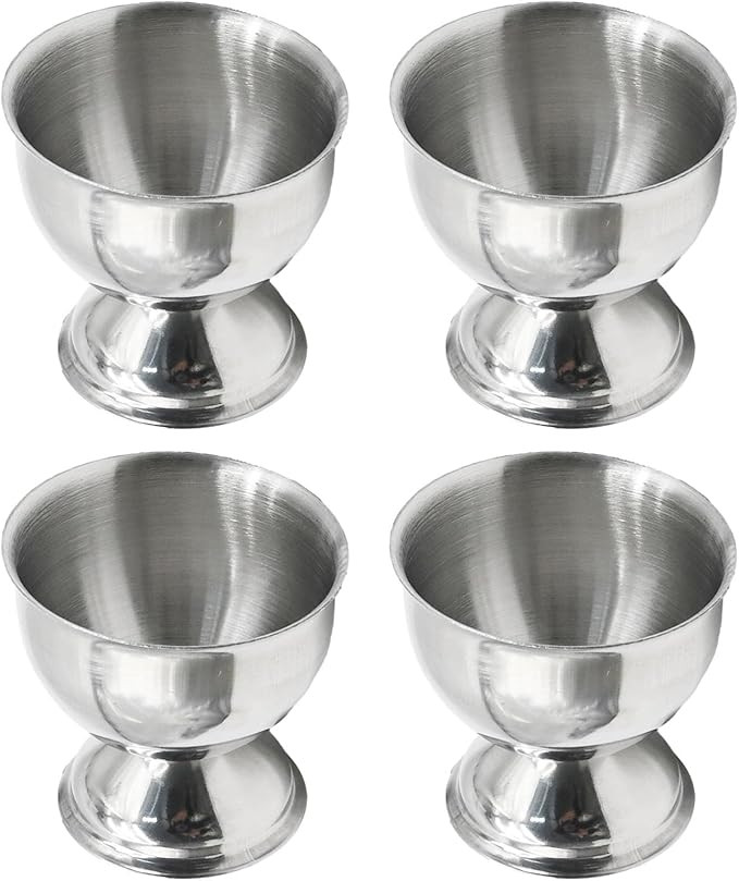 Stainless Steel Egg Cups, Egg Holders Egg Cracker Topper Set Soft Boiled & Hard Boiled Egg Tray, ... | Amazon (US)