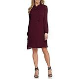 DKNY Women's Tie Neck Dress, Maroon, 10 | Amazon (US)