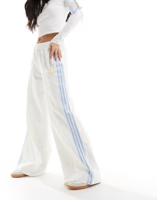 adidas Originals three stripe track pants in off white and blue | ASOS | ASOS (Global)