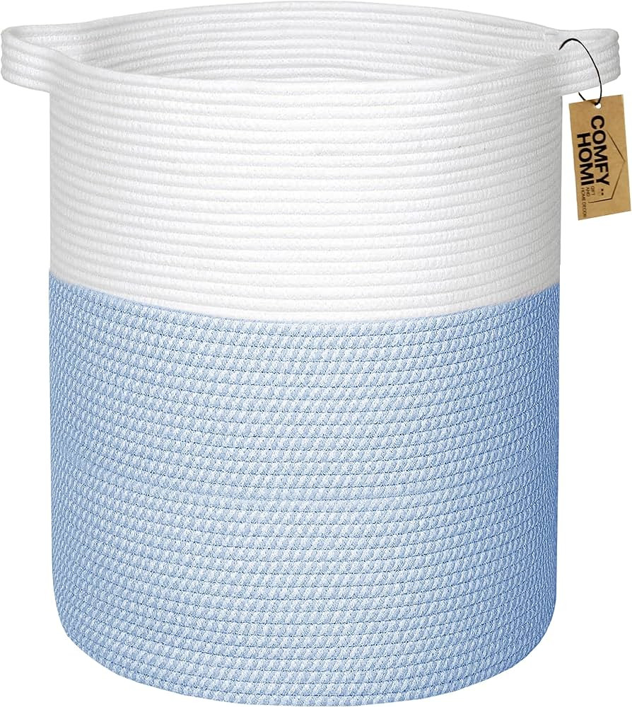 COMFY-HOMI XXL Large Laundry Basket with Handles Blanket Baskets Living Room|Woven Cotton Rope De... | Amazon (US)