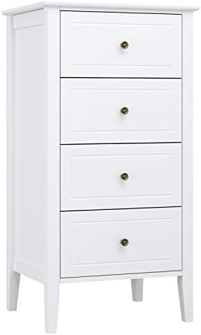 Homfa 4 Drawer Chest, Bathroom Floor Cabinet, Solid Wood Frame, Antique-Style Handles Dressers (3... | Amazon (US)