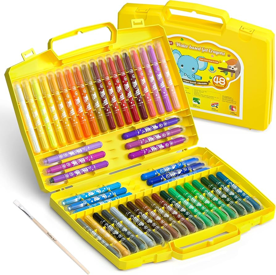 48 Colors Gel Crayons for Toddlers, Shuttle Art Non-Toxic Twistable Crayons Set with 1 Brush and ... | Amazon (US)