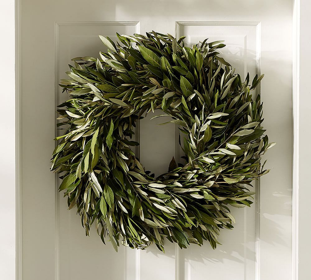 Live Olive Leaf and Myrtle Wreath & Garland | Pottery Barn (US)