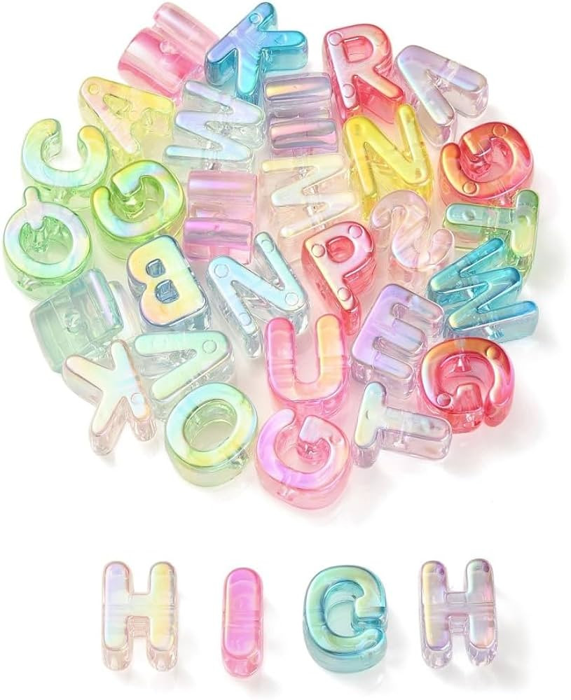 DanLingJewelry 90Pcs Random Acrylic Letter Beads Rainbow Alphabet Letter Bead Spacer Loose Bead f... | Amazon (US)