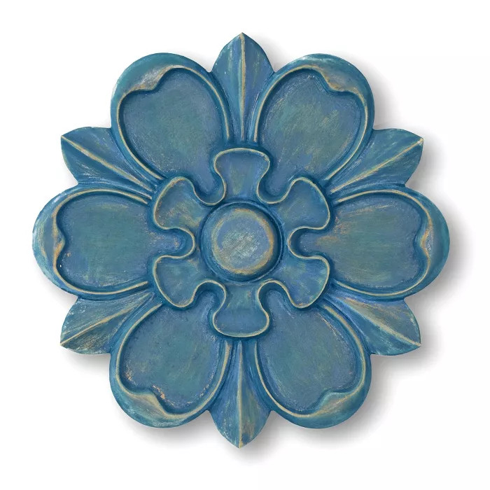 Lakeside Wooden 16" Carved Hanging Wall Flower Sculpture for Indoors | Target