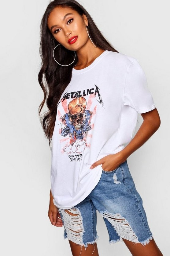 Metallica Washed Slogan T-Shirt | Boohoo.com (US & CA)