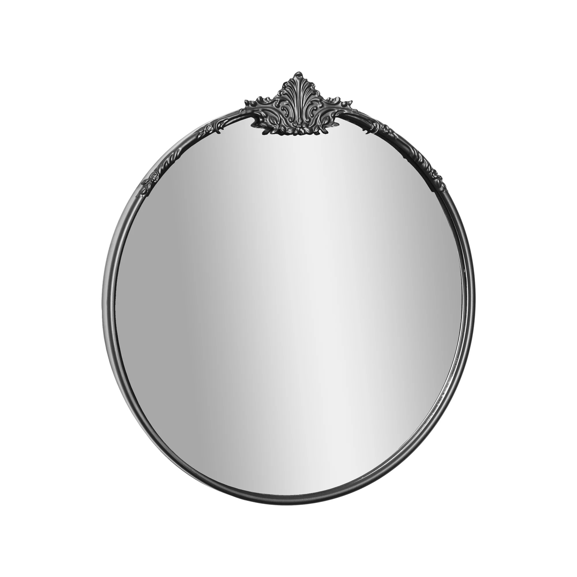 Black Round Metal Vintage-Inspired Ornate Decorative Accent Vanity Wall Mirror - 22" x 23.5" x 1.... | Walmart (US)