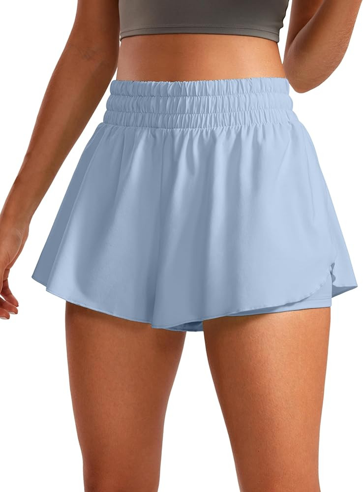 CRZ YOGA 2 in 1 Flowy Running Shorts for Women High Waisted Quick Dry for Athletic Gym Lounge Wor... | Amazon (US)