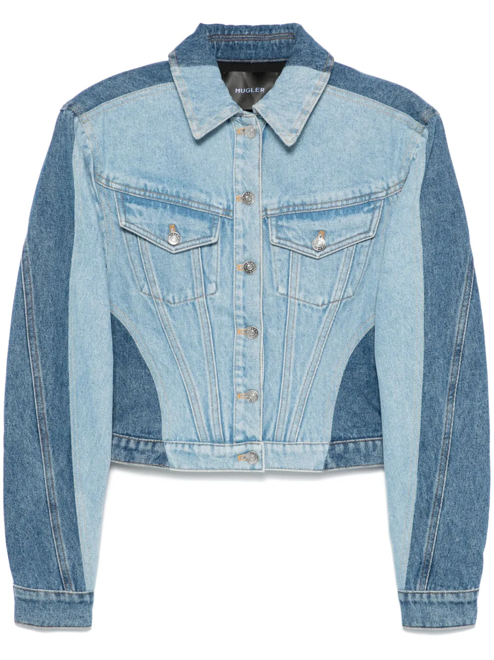 Mugler colour-block Denim Jacket | Blue | FARFETCH SK | Farfetch Global