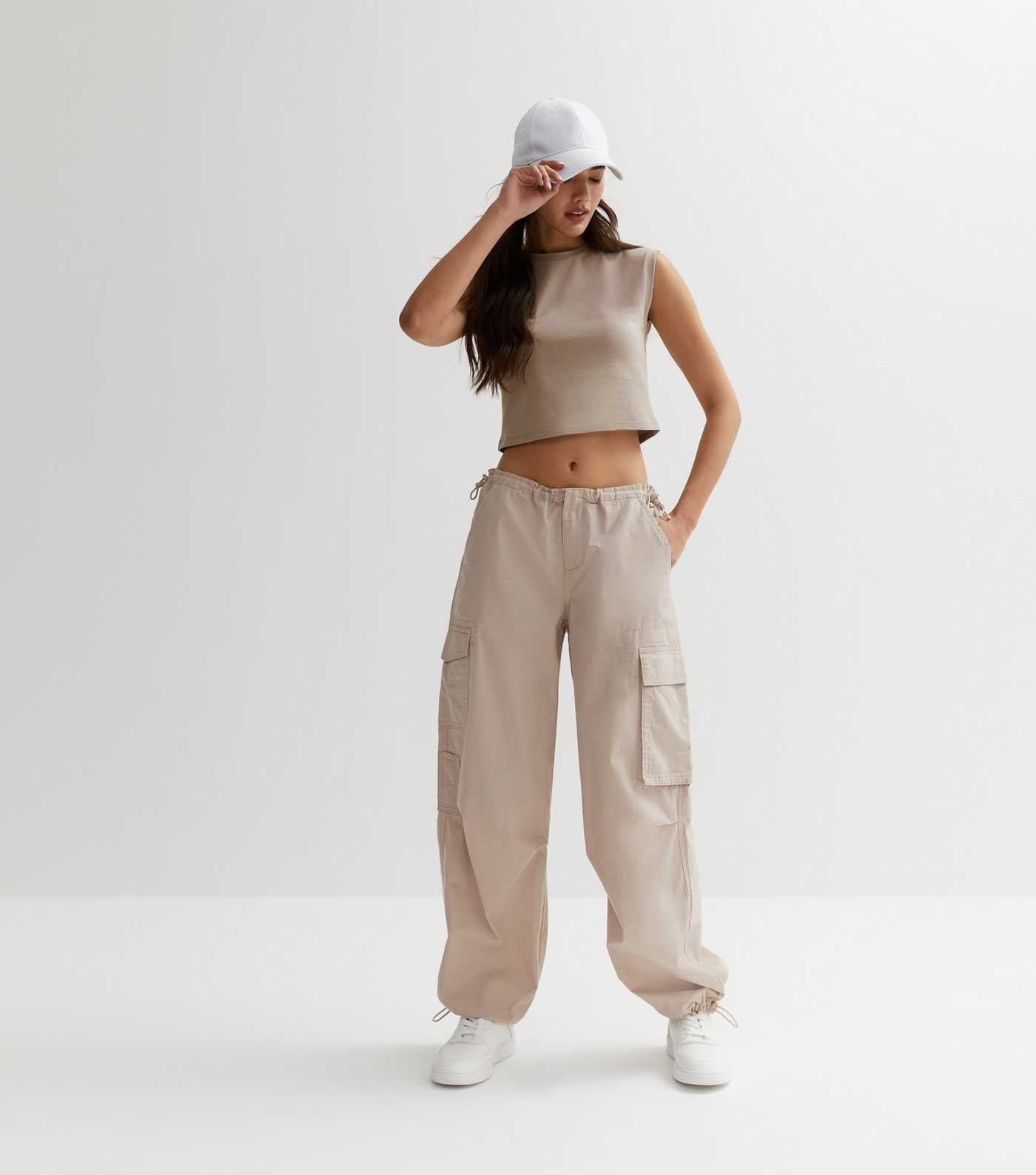 Stone Cuffed Parachute Trousers
						
						Add to Saved Items
						Remove from Saved Items | New Look (UK)