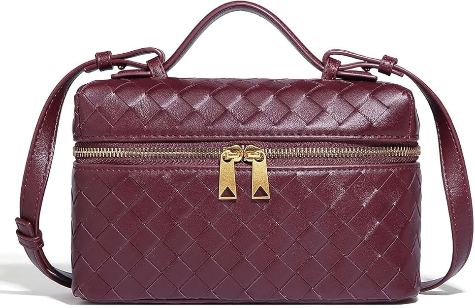 Trendy Woven Crossbody Purse Bag for Women Cute Shoulder Bag Square Box Bags Mini PU Leather Top ... | Amazon (US)
