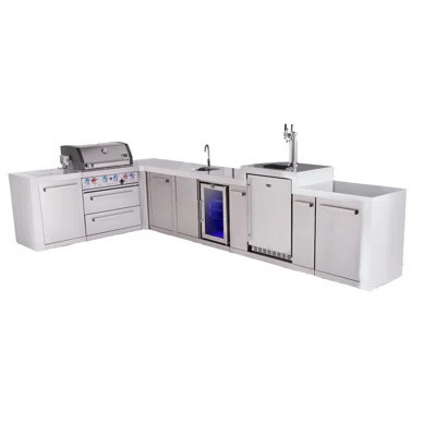 Mont Alpi 4-burner 82"x161" L-shaped 400 Deluxe Stainless Steel Modular Outdoor Kitchen Island Bbq Grill + Beverage Center Refrigerator Faucet & Sink | Wayfair North America