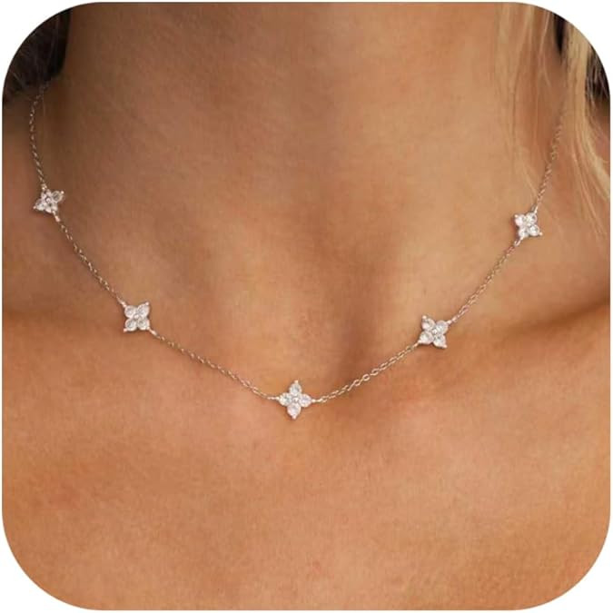Christmas Gifts Stocking Stuffers Dainty Necklaces for Women Cute Station Choker Simulated Diamon... | Amazon (US)