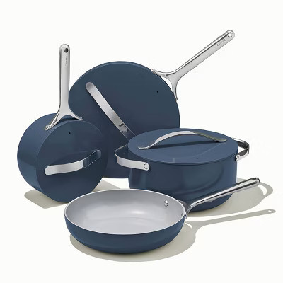 Caraway Home 12pc Cookware Box Set Navy: Nonstick Ceramic, Stainless Steel Handles, Includes Pot Lid Organizer, Dutch Oven | Target