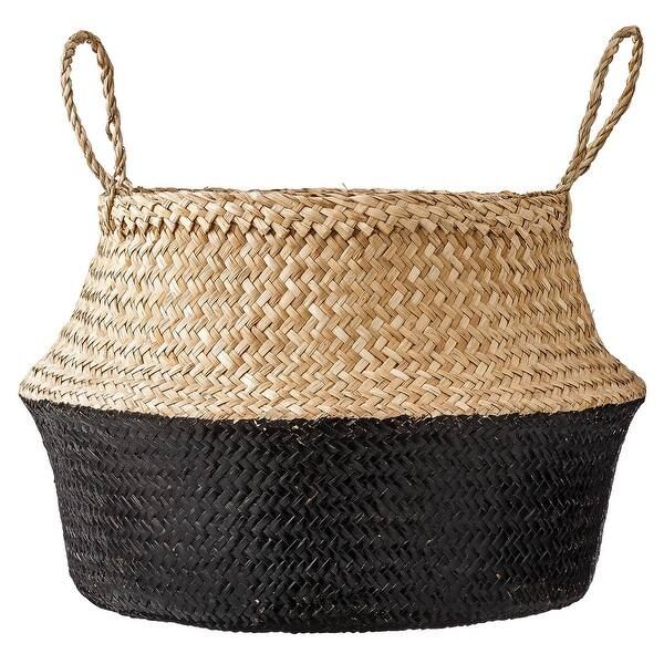 Large Black & Beige Seagrass Folding Basket with Handles - On Sale - Overstock - 33746524 | Bed Bath & Beyond
