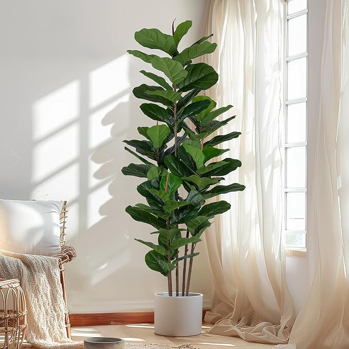 Faux Fiddle Leaf Fig Tree 6 FT - Artificial Ficus Tree with Tall Artificial Plants 69 Fiddle Leav... | Amazon (US)