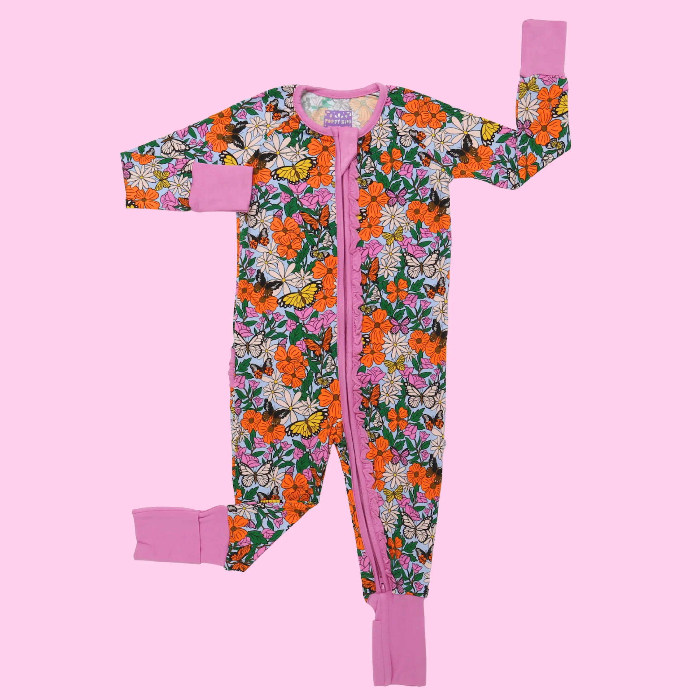 Butterfly Garden Ruffle Romper | Poppy Kids Co