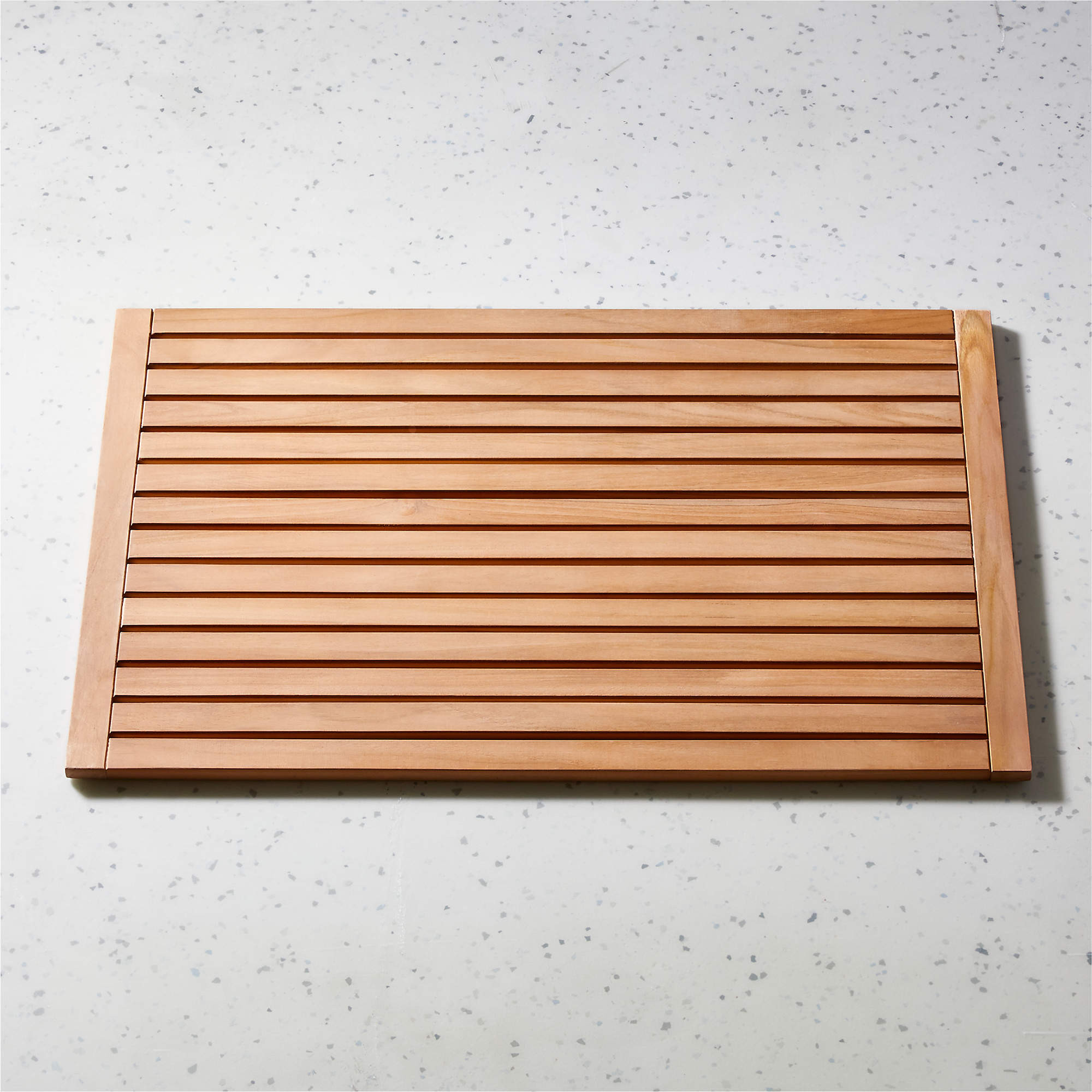 Lateral Natural Teak Bath Mat 21.75"x32" + Reviews | CB2 | CB2