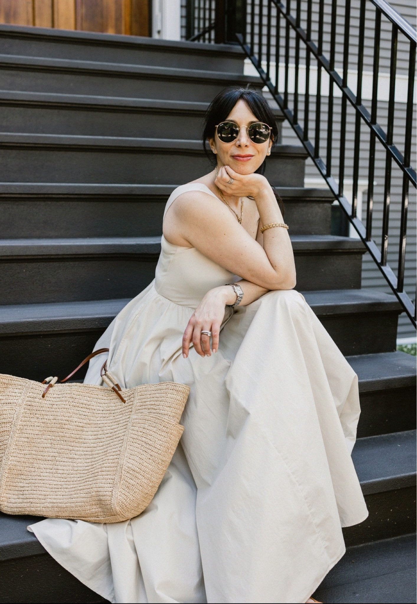 The perfect dress for $98. Wearing a small. It comes in black and cream. Styled with flat sandals and a basket bag. J.Crew dress 

#LTKOver40 #LTKStyleTip