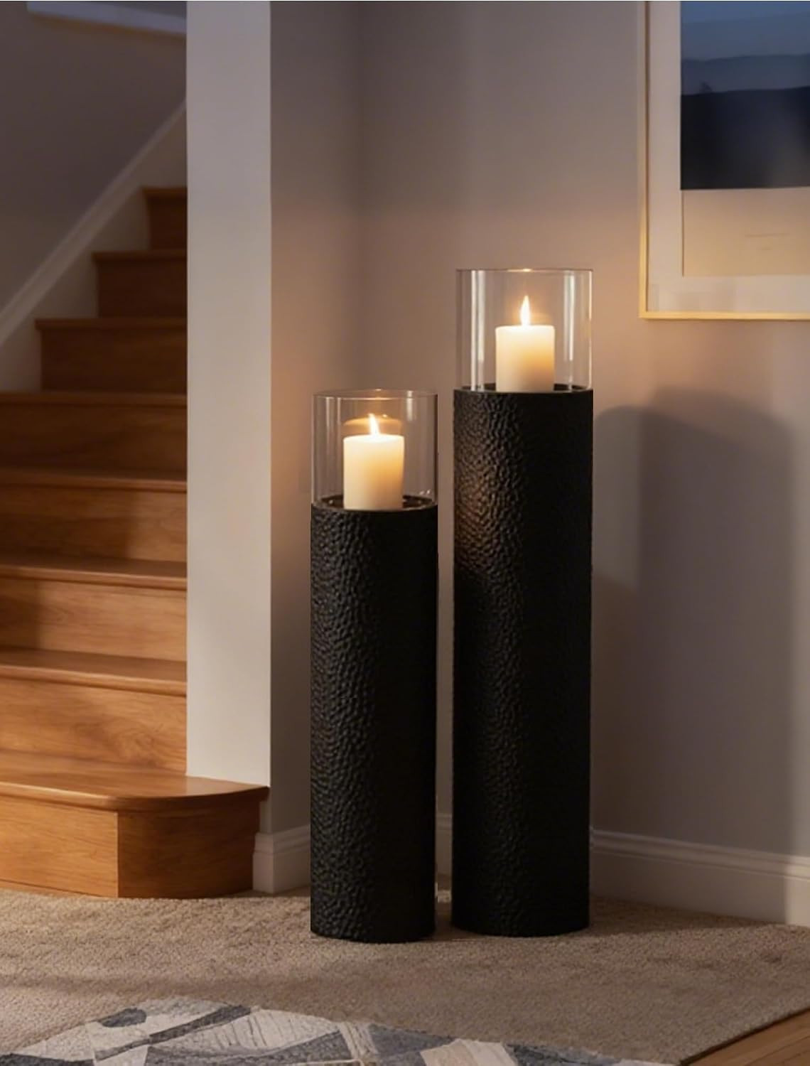 Sziqiqi Tall Floor Candle Holders: 34/27in Hurricane Pillar Candle Holders | Amazon (US)