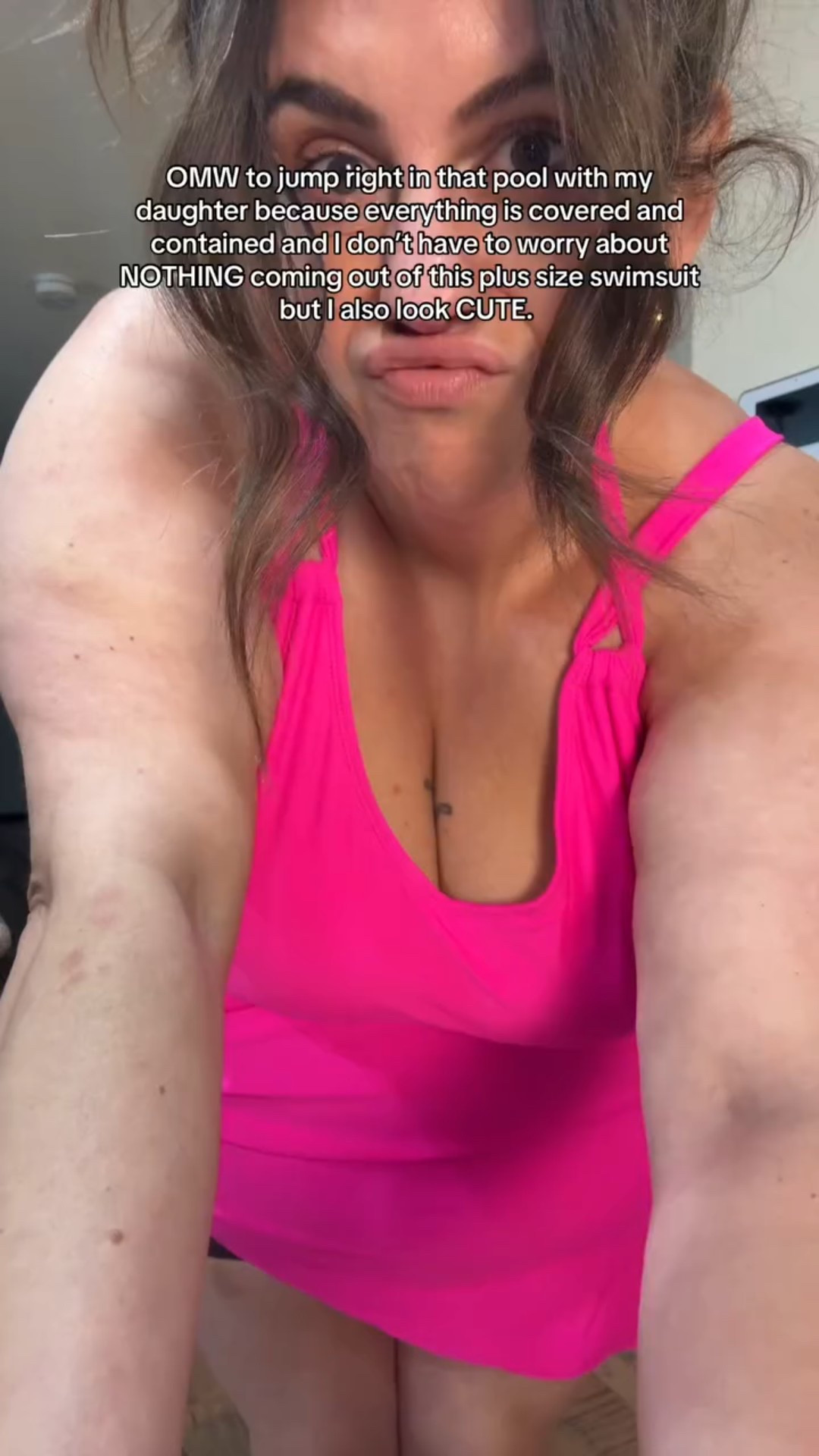 I love to show skin as much as the next girl but not my apron belly skin, ok? There is a time and a place for me to want to be more covered and playing with my daughter in a pool is one of those places. When I’m splashing around and diving in I want to feel confident that NOTHING is slipping out of my plus size swimwear but I also still want to feel beautiful. #plussize #plussizeswimsuit #plussizetiktokshop #plussizefashion #plussizestyle #swimwear #swimsuit #Loveyourboobs