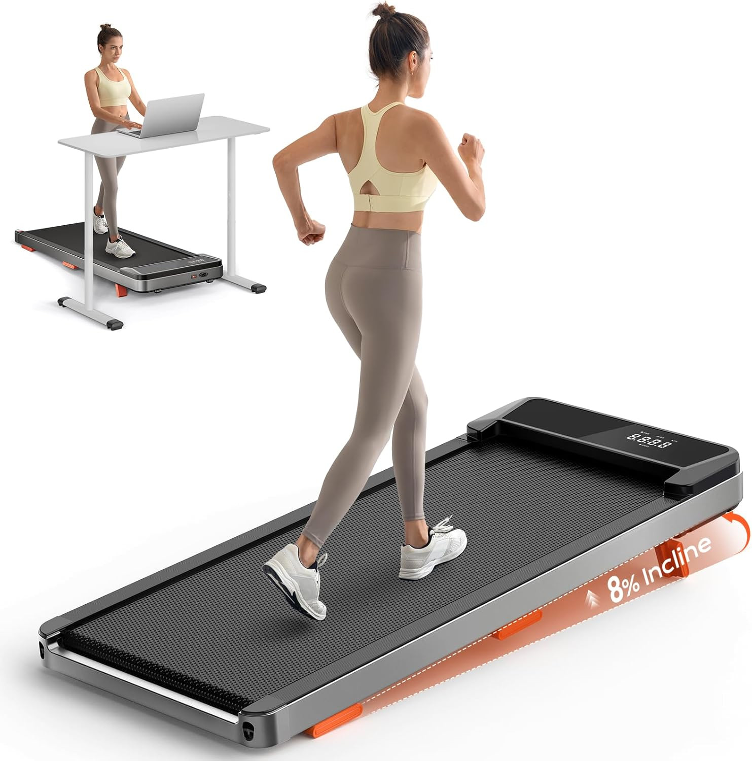 Walking Pad,Treadmill with Incline for Home Office, 2.5HP Portable Under Desk Treadmill with 265 ... | Amazon (US)
