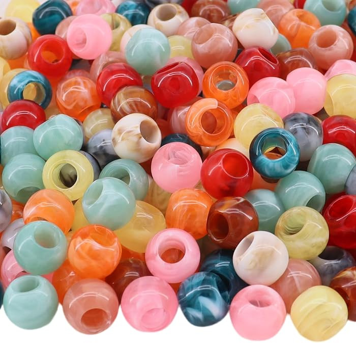 350pcs 12mm Acrylic Colorful Pop Spring Large Hole Rainbow Macrame Beads for Craft Hair DIY Proje... | Amazon (US)