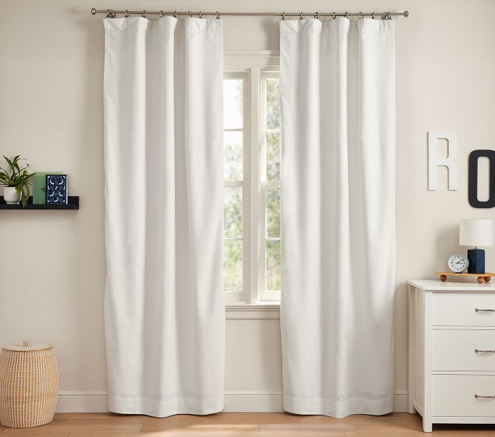 Evelyn Linen Blackout Curtain | Pottery Barn Kids