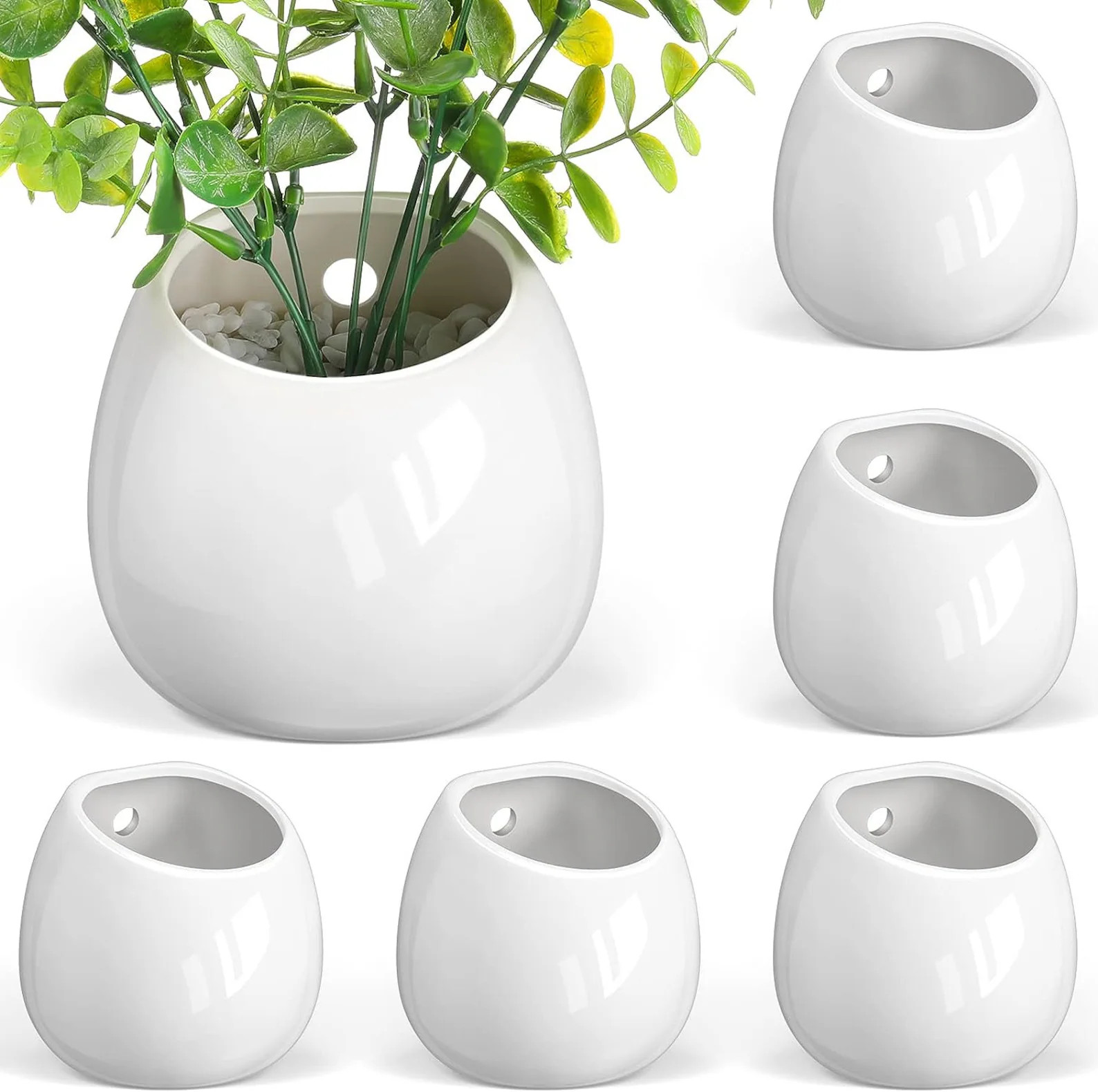 6 Pcs Ceramic Wall Mounted Planter Wall Hanging Planter - Etsy | Etsy (US)