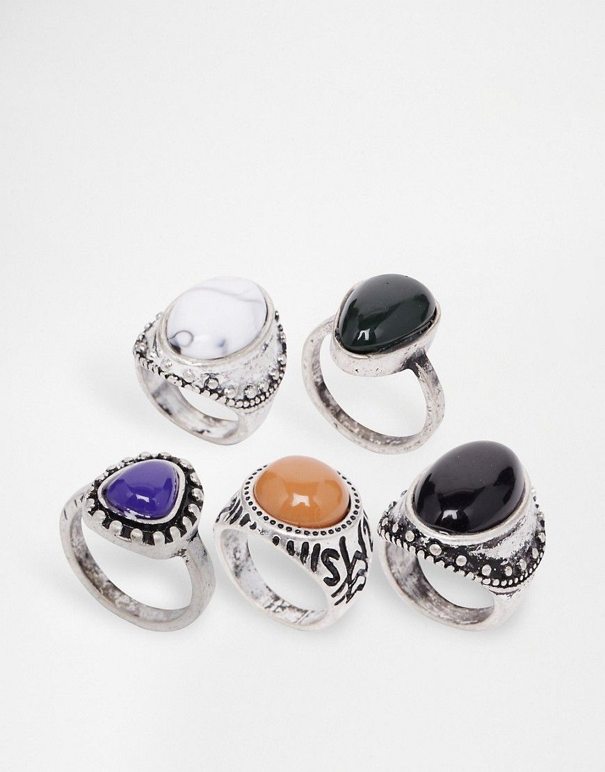 ASOS Multipack Stone Rings | ASOS UK