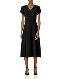 Calvin Klein Women's Tulip Sleeve A-Line Midi Dress, Black, 10 | Amazon (US)