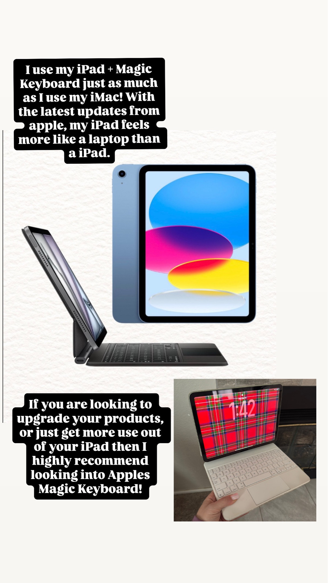 Apple Magic Keyboard and iPad combo gift idea — I have been using my iPad as a laptop for years and use it just as much as my iMac desktop







Gifts for him
Gifts for her
Gift guide
Last minute gift ideas 
Amazon gift guide
Prime shipping 
Tech gift ideas 
Gifts for teens 

#LTKSaleAlert #LTKGiftGuide #LTKHoliday