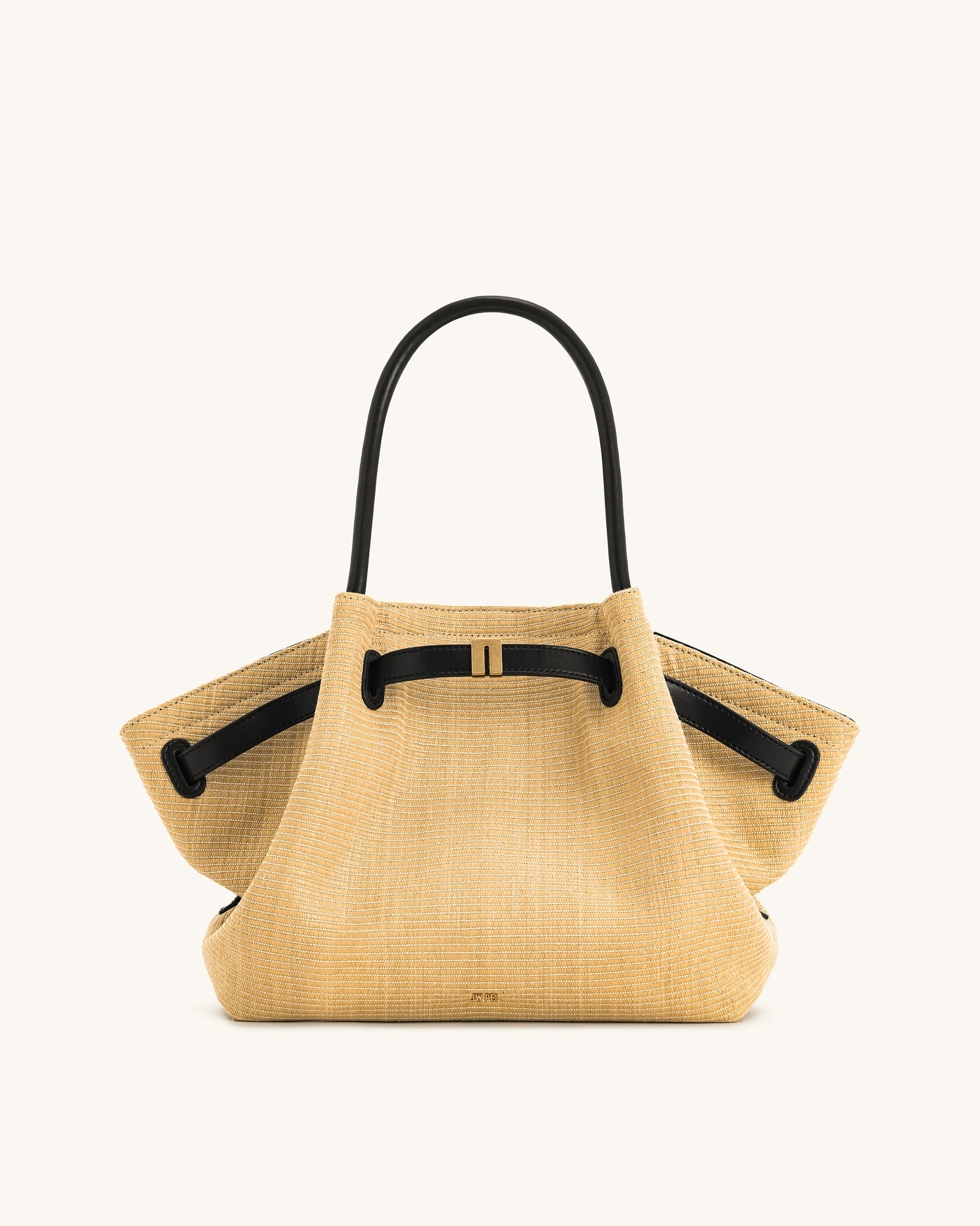 Hana Medium Faux Straw Tote Bag - Brown Straw | JW PEI US