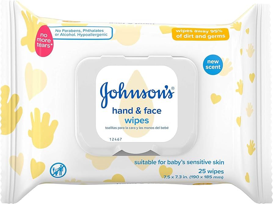 Johnson's Baby Disposable Hand & Face Cleansing Wipes, Pre-Moistened Wipes Gently Remove 99% of G... | Amazon (US)