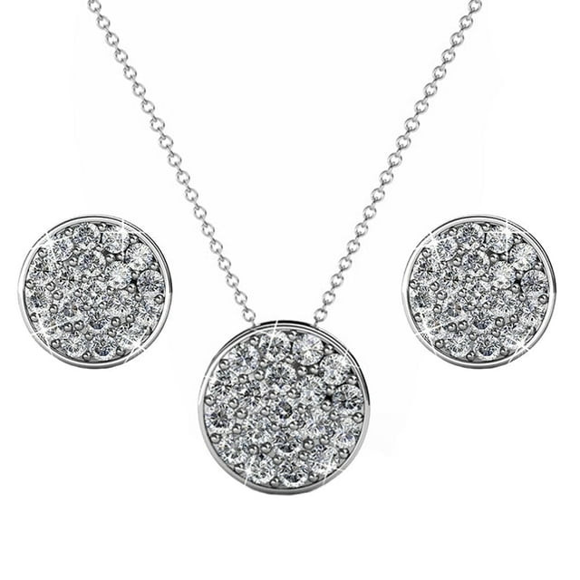 Cate & Chloe Nelly Jewelry Set, 18k White Gold Pendant Necklace and Stud Earrings with Swarovski ... | Walmart (US)