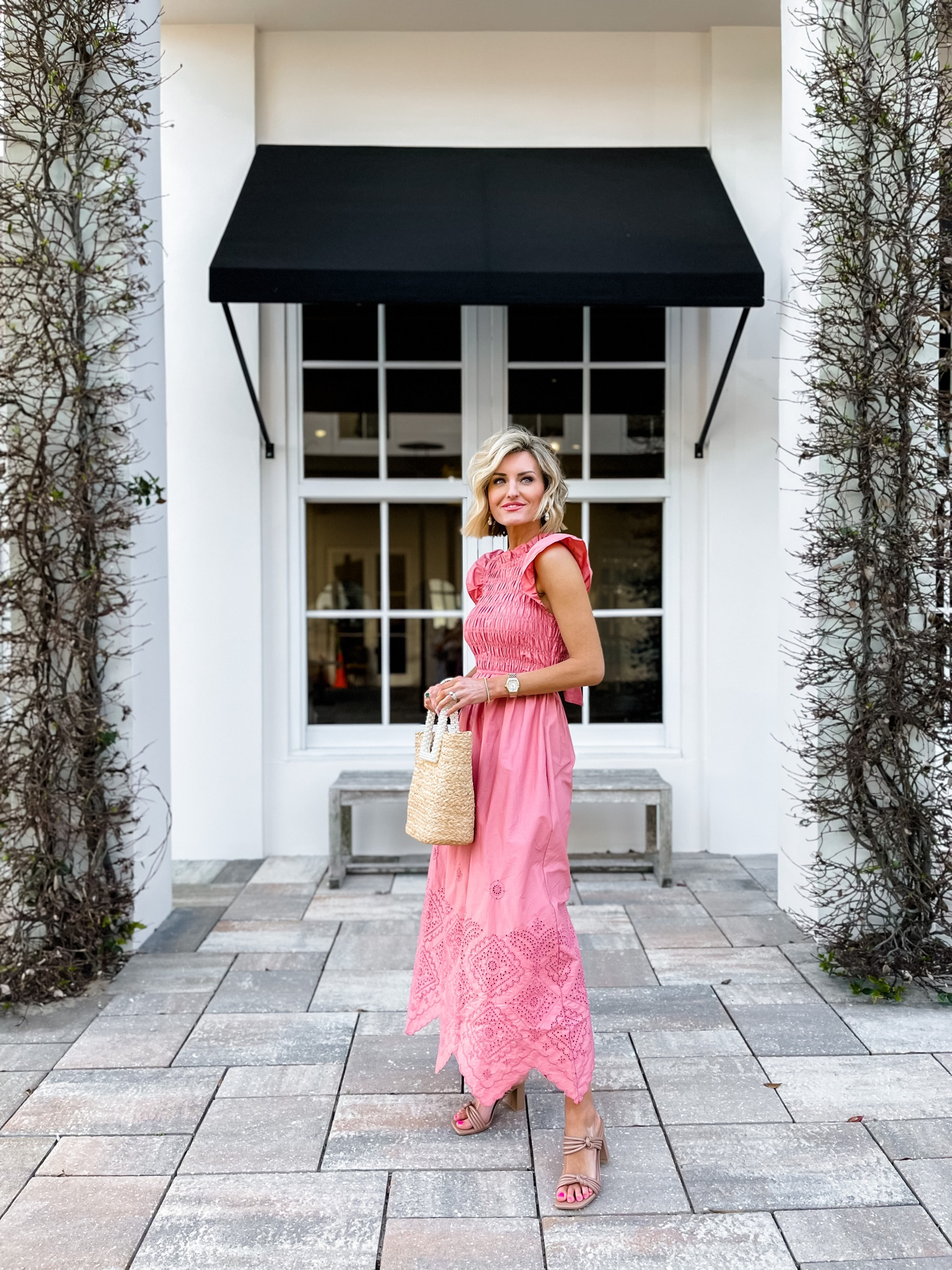 strapless open back dress Light Pink Zaara Lightweight Summer Spring Abaya Dress main image 0