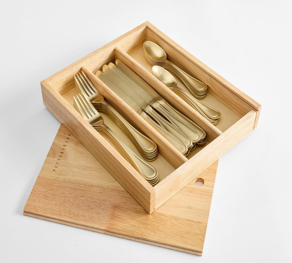 Caterer's Box Flatware with Caddy, Set of 36 - Gold | Pottery Barn (US)