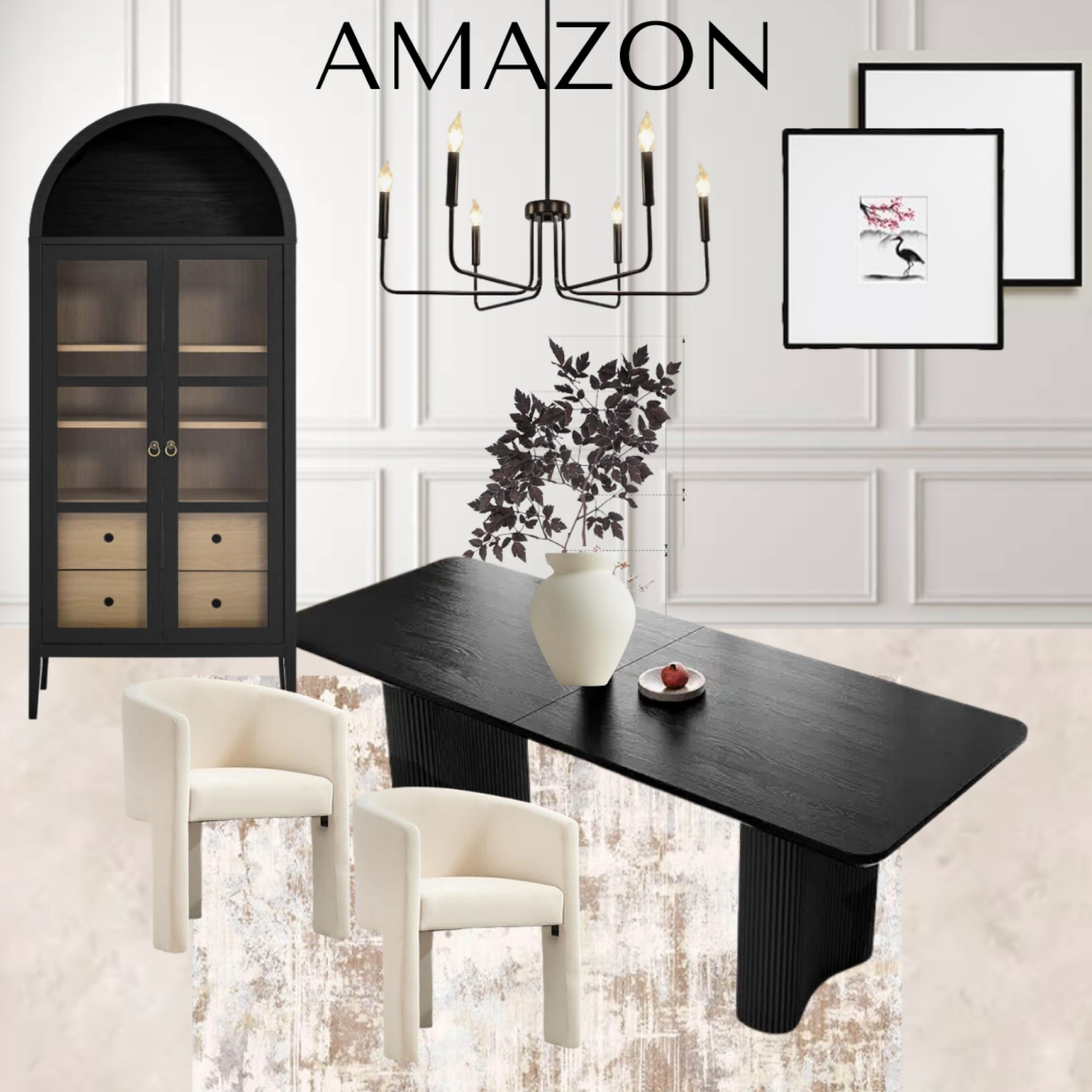 Dining Room: dining room table, dining room chairs, picture frames, chandelier, rug 

#LTKStyleTip #LTKHome