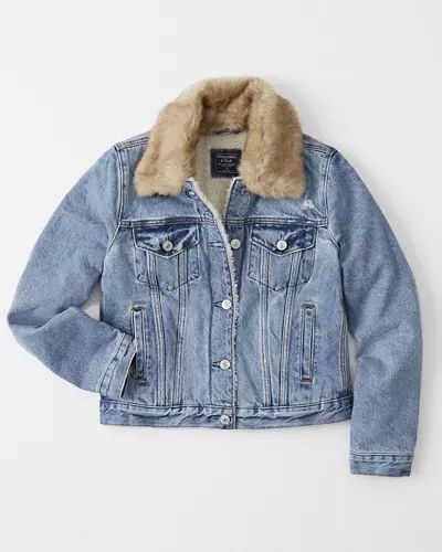 Faux Fur Collar Denim Jacket | Abercrombie & Fitch US & UK