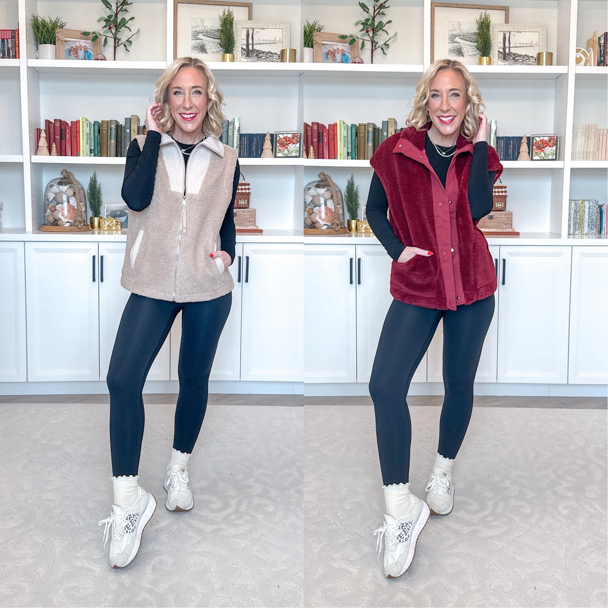 Amazon; new outerwear- 

Fuzzy Sherpa Button Vest - size small. 7 colors. 

• Black long sleeve shirt - size small. • Black leggings - size small. • Sneakers - tts. 

Fleece Fuzzy Zip Up Vest - size small. 6 colors.

 

#LTKSeasonal #LTKFindsUnder50 #LTKOver40