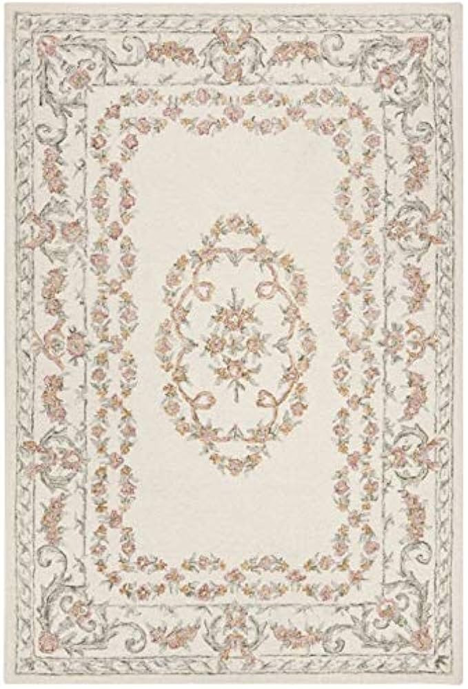 SAFAVIEH Aubusson Collection 8' x 10' Ivory / Pink AUB102A Handmade Traditional Premium Wool Area Ru | Amazon (US)