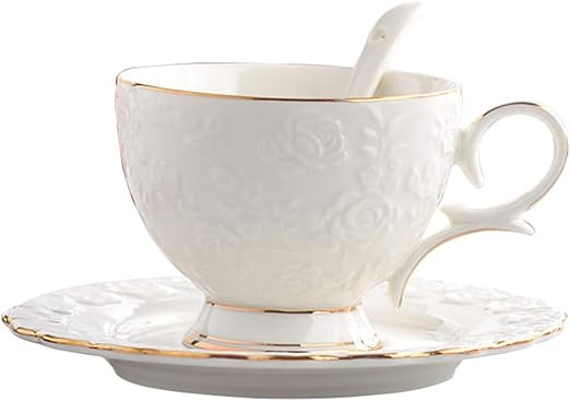 Vintage Bone China Tea Cups and Saucers - Rose Flower Teacup Set, 6.8 Oz, Euro Style for Tea Part... | Amazon (US)