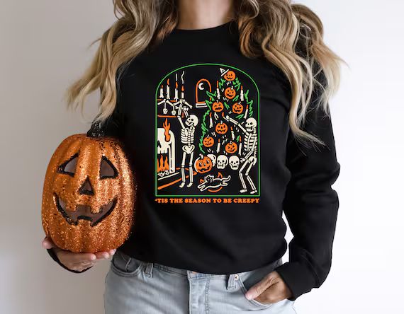Tis the Season to be Creepy - Dead Inside Halloween Sweatshirt - Black Halloween Sweatshirt - Fun... | Etsy (US)