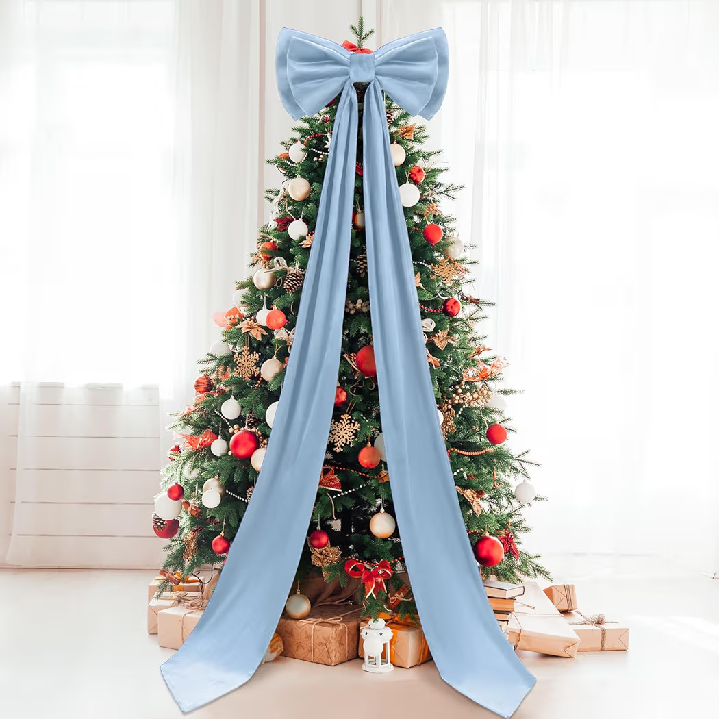 Giant Bow Decor Christmas Tree Topper Decoration Big Bows for Room Wall Backdrop 75x18 Inch Ribbo... | Amazon (US)