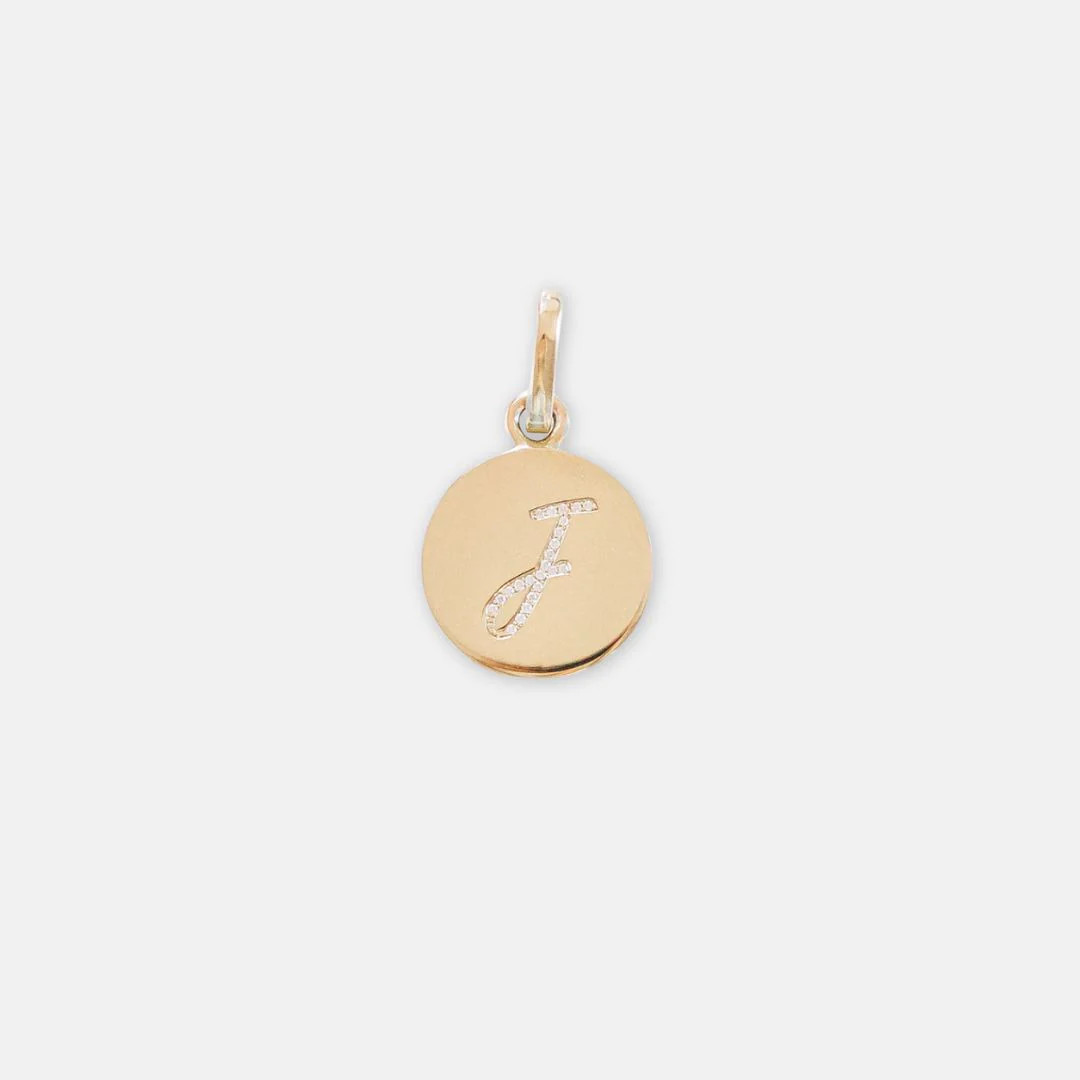14K Gold Pavé Diamond Initial Medallion - Medium | Vana Chupp Studio