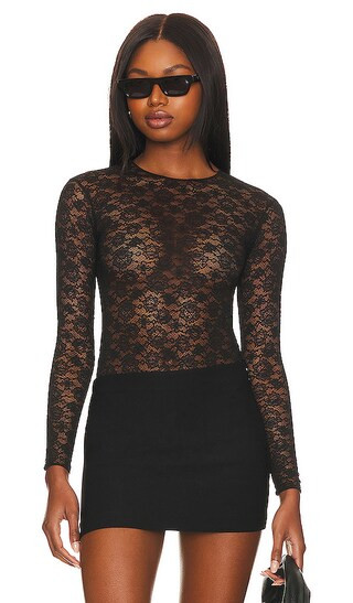 Lace Odette Bodysuit in Black | Revolve Clothing (Global)