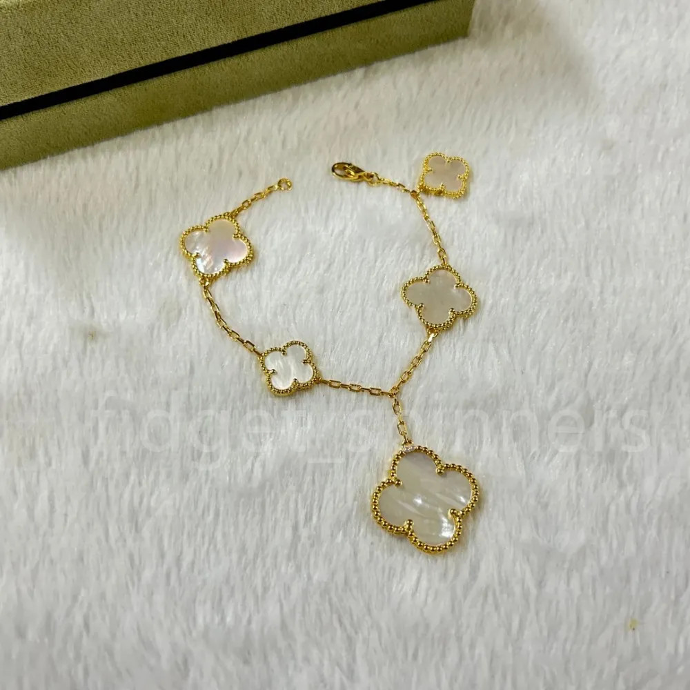 VCA Inspired Bracelet Set   Five And Six Flower Braces For Women With Gift Box And Comes With Dus... | DHGate