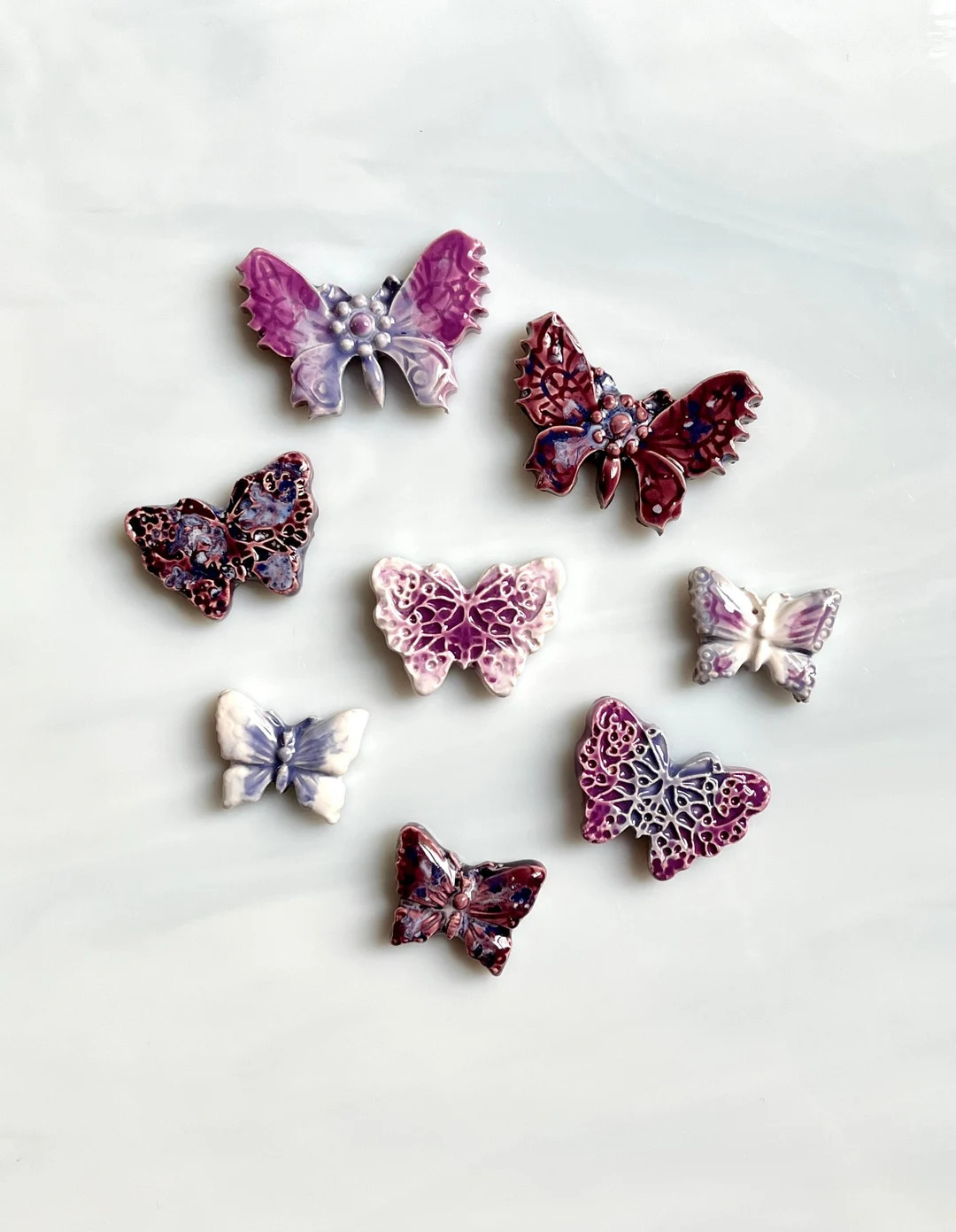 Ceramic Butterfly Tiles, 8pcs, Variety Sizes and Styles, Shades of Purple, Whimsical, Mosaic and ... | Etsy (US)