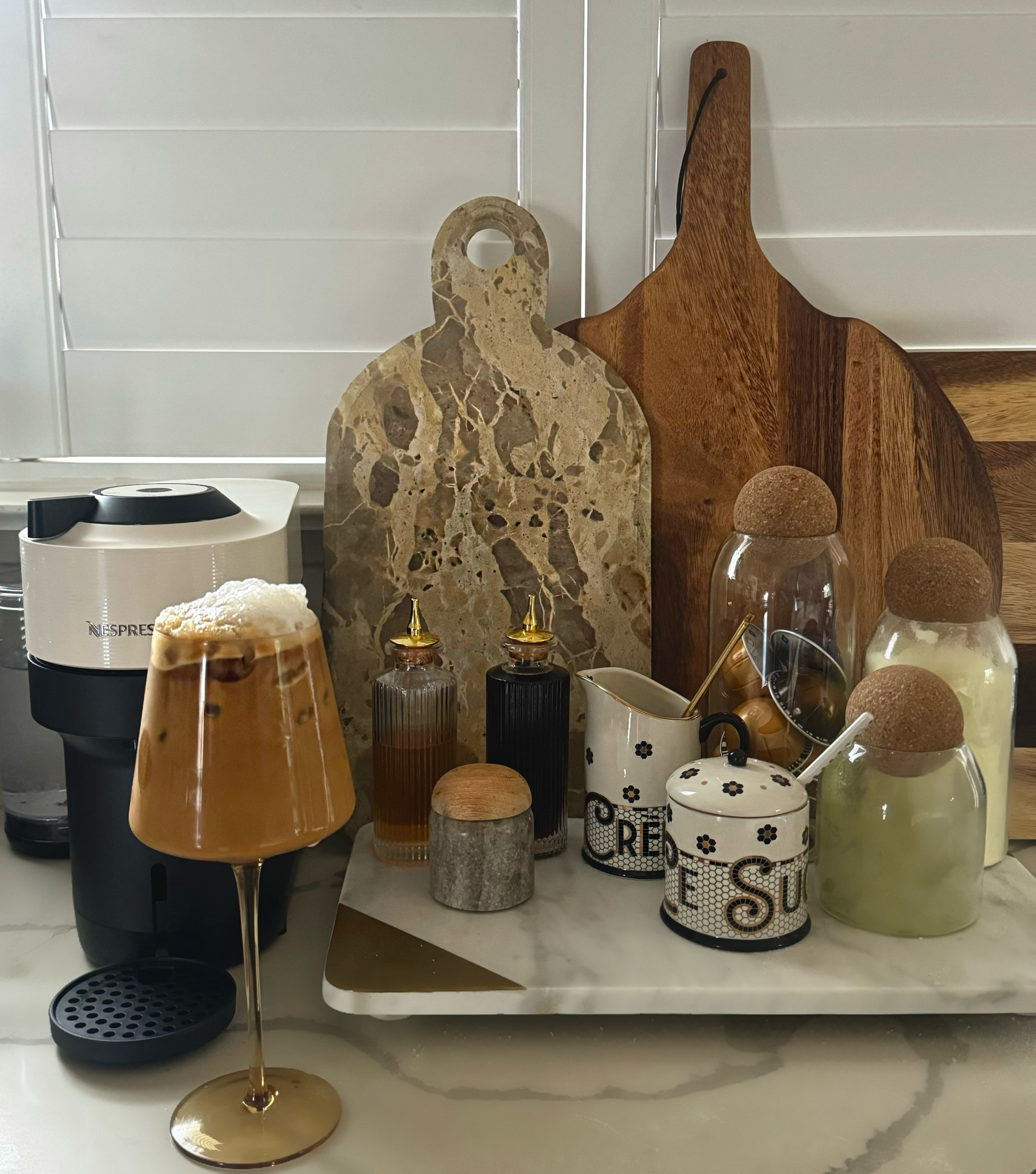 Cute & Simple coffee bar for small spaces!
The boards are from home goods but will link similar. 

#LTKHome #LTKU #LTKFindsUnder100